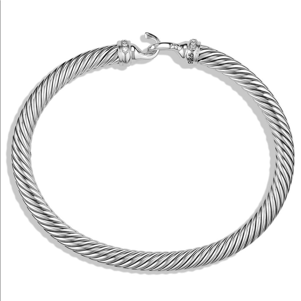 David Yurman Cable Buckle Bracelet w/ Diamonds 5mm - Picture 2 of 7